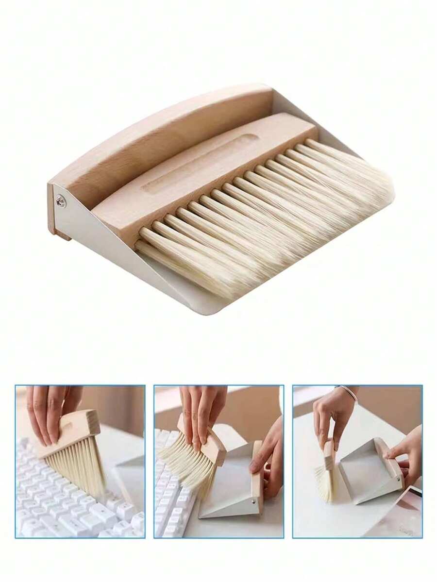 Portable Mini Dustpan And Broom Set - Multi-Function Wooden Handle Cleaning Brush Set, Suitable For Desktops, Keyboards And Narrow Gaps - Clean Damage-Free, Convenient To Use