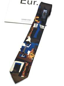 1pc Printed Oil Painting Hand-Painted Tie For Men And Women, Suitable For Casual, Street, Daily, Party, Gift - Multicolor - View 7