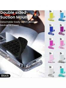 Anti-Slip Silicone Double-Sided Suction Cup Multi-Function Square Phone Holder, 28-Piece Suction Cup Sticker Fixator, Selfie Gadget - Multicolor - View 2