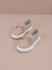 Moda Infantil Primavera/Otoño Versátil Campus Slip-On Estilo Casual Cómodo - Caqui - Ver 2