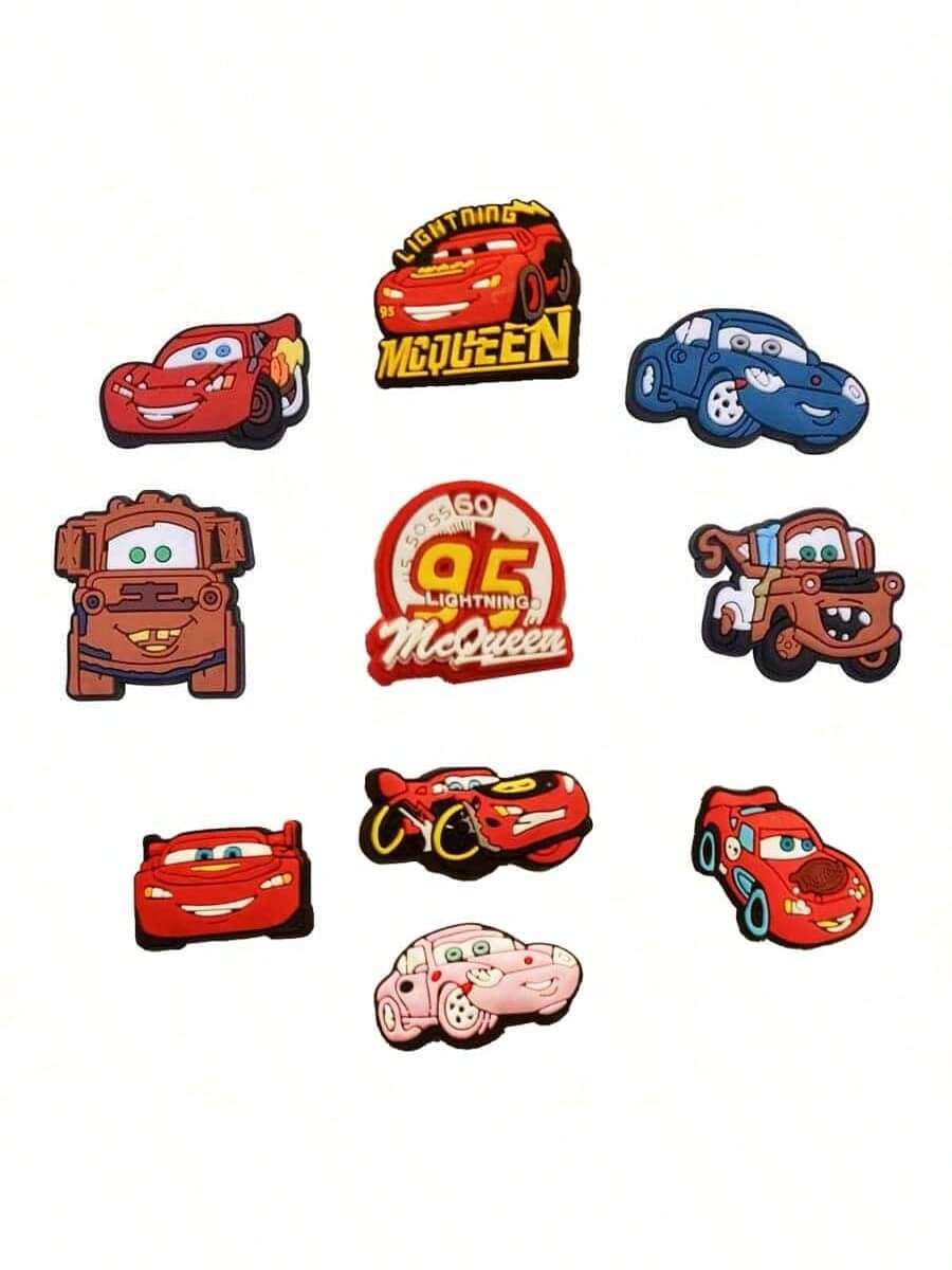 Disney 10pcs Car Shoe Charms Accessories Charming Building Blocks Bubble Slide Sandals, Birthday Christmas Party Gift Creative Spring Summer Cute Shoe Decorations - Multicolor - View 1