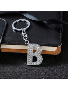 A-Z Initial Letter Keychain, Shiny Crystal Key Ring For Women, Best Friend Gift, Birthday Gift - Silver - View 18