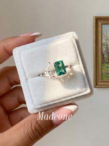 MADEONE 1pc Zirconia Water Drop Square Ring, Women's Jewelry, Lightweight Luxury Accessory, Suitable For Girls' Birthday, Date, Party And Other Occasions As A Gift - Style 1 - View 2