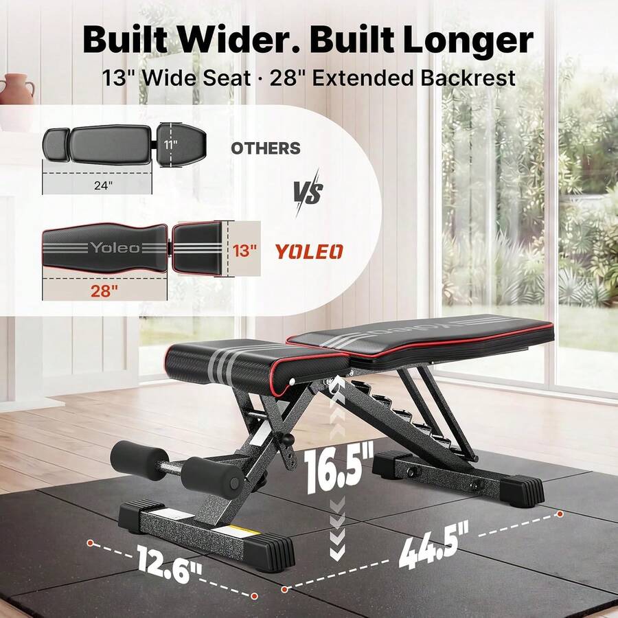 Adjustable Weight Bench, ASTM-Certified 827LBS 98% Pre-Assembled, 84-90 Positions Incline Decline Flat, Foldable Gym Bench With Wider Seat For Home Gym(L-XL) - Black - View 1