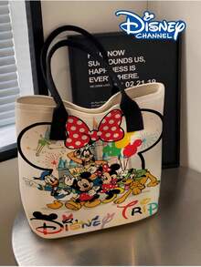 Disney Daisy, Minnie, Mickey Women's Fashion Cartoon Pattern Printed Tote Bag, Large Capacity Lightweight Shoulder Handbag, Multi-Functional Daily Office Commute Casual Weekend Outing Shopping Portable Handbag - Multicolor - View 6