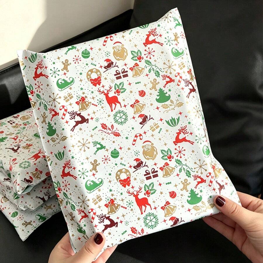 Wholesale Thickened Christmas Print Plastic Courier Bags And Boot-Shaped Gift Packaging Bags - A - View 1