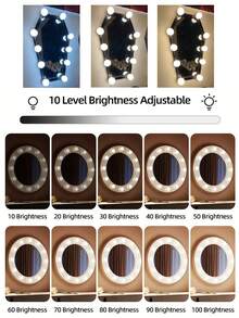 1pc 4/6/8/10/12/14/16 Bulbs Vanity Mirror Light, LED Makeup Mirror Light, Mirror Bulbs, USB Powered, 3-Color Adjustable Brightness, Suitable For Bathroom, Bedroom Makeup Lighting, Gift - White - View 7