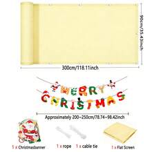 Balcony Privacy Screen, Christmas DIY Yard Decor, Balcony Railing Privacy Screen + Detachable Christmas Bunting, Reusable Porch, Fence Cover Decoration With Rope Ties - Beige - Multicolor - View 13