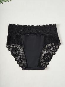 5pcs Plus Size High Waist Lace Trim Casual Panties, Medium Stretch, Women's Casual Underwear - Multicolor - View 4