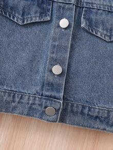 Young Girls Casual Versatile Comfortable Soft Delicate Sweet Cool Classic Blue Denim Jacket Coat Autumn/Winter New Style - Medium Wash - View 6