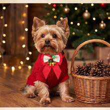 2/6pcs Christmas Style Pet Bell Bow Tie Multi-Color Checkered Collar Cat Dog Holiday Party Decoration Accessories - Multicolor - View 8