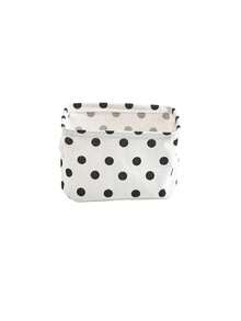 Foldable Fabric Storage Basket With Handles, Polka Dot Style Desktop Cosmetic Organizer Box, Multi-Purpose Sundries Storage For School Office Dressing Table Dorm Room, Sturdy Modern Home Decor, Gift For Students Office Workers Home Organizers - Multicolor - View 10