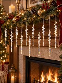 12-60pcs Christmas Tree Icicle Hanging Decorations, Transparent Colorful Acrylic Icicle Pendant Ornaments, Crystal Hanging Decor, Suitable For Christmas Tree, Winter Wedding Party Decoration - Multicolor - View 4