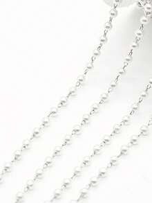 1 Bag 1 Meter ABS Faux Pearl Chain Tassel 6 Pearl Diameters 2 Chain Colors Suitable For Jewelry DIY Use - Silver - View 6