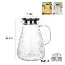 High Borosilicate Glass Cold Water Pitcher, Large Capacity Household Juice Pitcher With Lid, High Temperature Resistant Striped Water Pitcher, 1800ML/2200ML/1650ML/1300ML, Kitchen Transparent Water Pitcher With Stainless Steel Lid. - Rice Grain Pattern Water Bottle (1800ML) - View 4