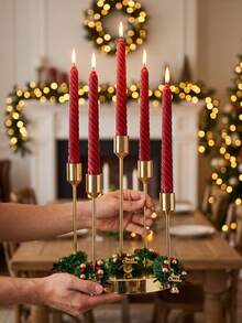 Nordic Style Exquisite Premium Metal Candle Holder, Suitable For Home Decor, Room Decoration, Party And Holiday Decoration, Office Decor, Living Room Accessory, Also Best Gift For Christmas, Halloween, Wedding, New Year Gift With Atmosphere - Affordable Luxury - View 6