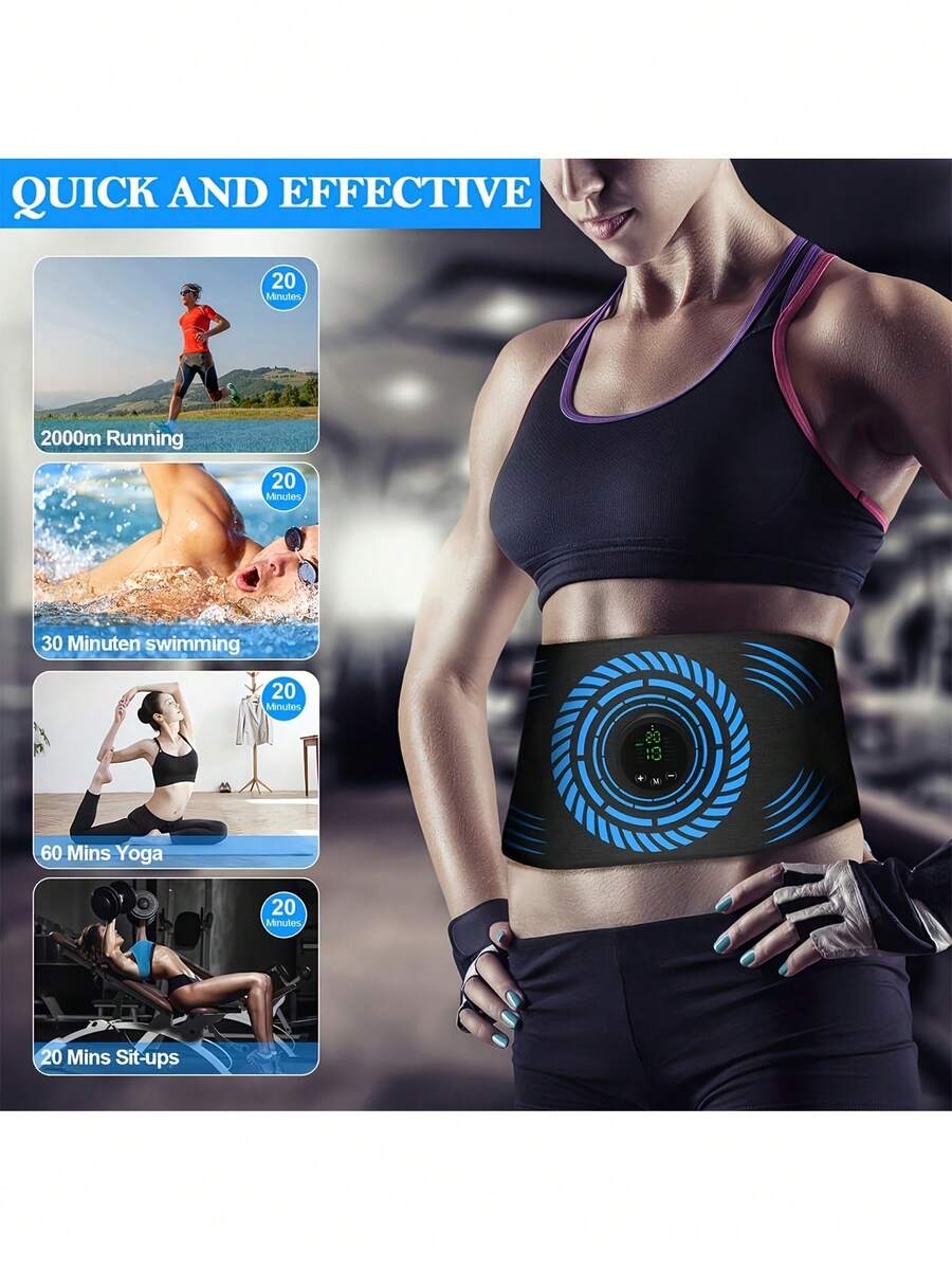 ABS Stimulator, Ab Machine, Abdominal Toning Belt Home Office Fitness Workout Equipment For Abdomen Ab Stimulator For Men And Women Blue Battery Capacity 150mAh
