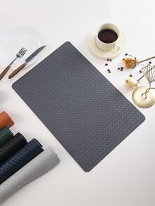1-6 Colors Plaid Woven Texture Placemats, Luxury French Style PU Rectangular Rounded Corner Waterproof Oil-Proof Heat-Resistant Table Mats For Home Dining Room Afternoon Tea Table Decor - Multicolor - View 16