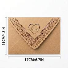 10/20/50pcs - Lace Carved Triangle Heart Love Pattern Coffee Color Envelopes, Laser Carved Lace, Party Decoration Envelopes Cardstock, Suitable For Holiday Gifts, Birthday Decorations, Gift Envelopes, Love Letters, Wedding Invitations, Room Decor - Brown - View 3