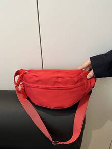 Nylon High Capacity Chest Bag Waist Pack, Unisex Suitable For Daily, Sports, Running, Travel, Leisure Use - Red - View 3