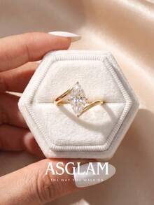 1pc Multi-Function Horse Eye Ring, Suitable For Girls' Daily Wear, Wedding Ceremony, Gift For Girlfriend - Torsional Arm Four-claw Horse Eye - View 2