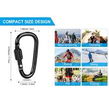 1/3/6pcs D-Ring Threaded Locking Carabiner, Suitable For Backpacks, Water Bottles, Keychains, Camping, Hiking, Fishing, Travel, Luggage And Outdoor Gear, Spring Gate Hook Quick Connect, Bag Accessories, Sports Equipment, Daily Carry, Summer Activities, Practical Tools - Multicolor - View 3