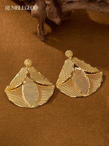 1 Pair Luxury Exquisite Shell Middle Eastern Pattern 24K Gold Plated Earrings, Suitable For Women, Girls, Wedding, Daily Wear, Without Packaging Box - Gold - View 6