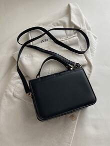 Women's Hexagon Quilted Crossbody Bag, FOREVER YOUNG Letter Embroidery Handbag Shoulder Bag, PU Leather Detachable Strap Handbag, Suitable For Daily Commute - Black - View 5