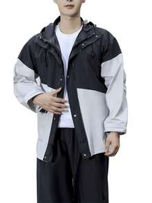 Setelan Hujan Unisex 2 Potong, Jaket dan Celana Hujan Dewasa, Set Perlengkapan Hujan Tahan Air dengan Tudung, Cocok untuk Mengendarai Sepeda Motor - Set jas hujan dengan kombinasi warna - View 7