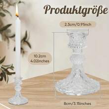 Transparent Glass Candle Holder 3-Piece Set For Taper And Pillar Candles, Romantic Table Decor For Wedding Reception, Dinner, House Party And Living Room Decoration - 3pcs - View 7