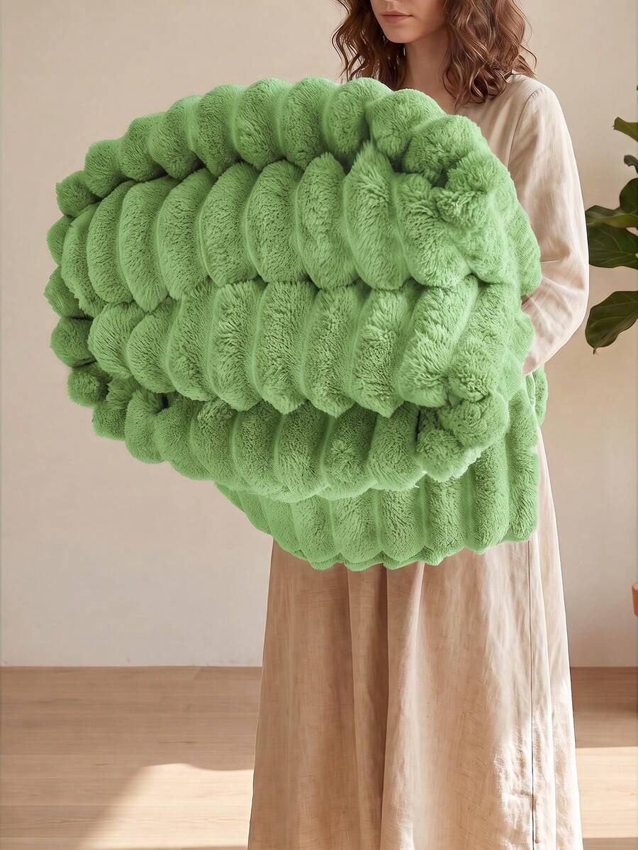 1pc Sofa Blanket, Apple Green Bed Cover, Comfortable And Warm, Super Skin-Friendly And Breathable, Lightweight And Soft, Minimalist Fashion Design, All-Around Comfort, Suitable For Travel, Nap Blanket, Multiple Sizes Available, Machine Washable
