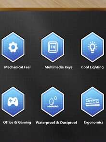 AKKHOO Set Keyboard dan Mouse Gaming Mekanik RGB Bercahaya, Kombo Keyboard dan Mouse Berkabel untuk Komputer Desktop dan Laptop - Hitam - View 2