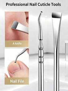 1/2/3pcs Professional Pedicure Dead Skin Fork, Stainless Steel Foot Callus Remover Scraper Exfoliating Tool For Smooth Heels, Home Salon Use Foot Care File - Silver - View 13