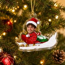 Custom 1-6 Photos Christmas Sled Ornament, Personalized Christmas Tree Decor, Festive Holiday Bag Charm, Customized Snow Sled Pendant, Customizable Picture Xmas Party Decor, 2026 Keepsake Gift, Christmas Gift 2026, Gift For Family And Friends - Style B - View 3