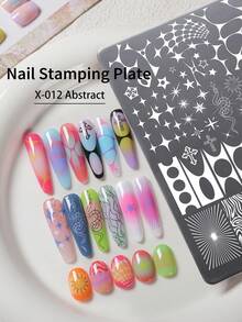 1pc Nail Art Stamping Plate, 30 Random Patterns, Checkerboard & Geometric Nail Art Templates, Metal Material, Suitable For Professional Nail Artists & DIY Nail Design Tools - Silver - View 10