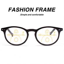 2 piezas de gafas de lectura multifocales progresivas de marco grande y forma ovalada, con diseño de estampado de leopardo, con bisagras de resorte cómodas de alta calidad, adecuadas para hombres y mujeres para uso diario de lectura - Blanco - Ver 4