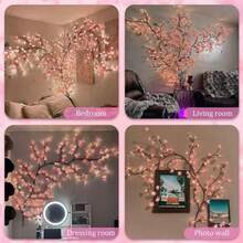 1 Cherry Blossom Branch LED Light, USB Powered, 144 LED/96 LED/72 LED, 8 Flashing Modes, Soft And Bendable, Suitable For Indoor And Outdoor, Living Room, Bedroom, Wall, Wedding Decoration, Party Atmosphere Light, Valentine's Day, Birthday And Graduation Gift - Multicolor - View 10