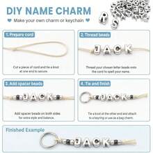 33/53pcs Silver Letter Beads, UV Coated 21mm Large Letter Beads, Suitable For Keychains, Bracelets, Bag Charms, Shoelaces - Silver - View 5