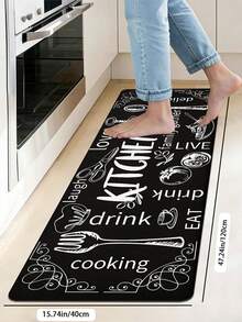 SANJIANGDI 1pc Retro English Sign Design Pattern Kitchen Mat, 0.6mm Crystal Velvet Soft And Machine Washable.Suitable For Kitchen,Corridors, Bathrooms, Living Rooms, Outdoor Door Mats, And Toilets. Useable Throughout The Year And For Various Holidays. - Multicolor - View 11
