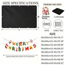 Dekorasi Halaman Natal DIY, Layar Privasi Pagar Balkon + Bendera Natal yang Dapat Dilepas, Dekorasi Teras dan Penutup Pagar yang Dapat Digunakan Kembali dengan Tali Pengikat - Hitam - Beraneka warna - View 2