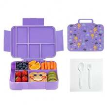 1pc Practical Portable Student Lunch Box, Multi-Compartment Large Capacity Bento Box With Utensils, Food Storage Container, Suitable For Back To School, Daily School Use, Ideal Gift For Graduation And New Year, School Essential - Multicolor - View 7