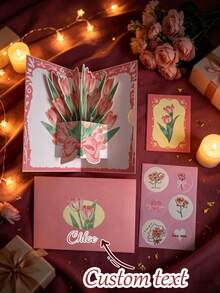 Custom 3D Bouquet Greeting Card - Unique Floral Decorative Design, Handwritten Message Feature, Made Of Premium Paper, Suitable For Parents, Friends, Grandparents - Unique Creative Birthday Gift - Single Piece - View 1