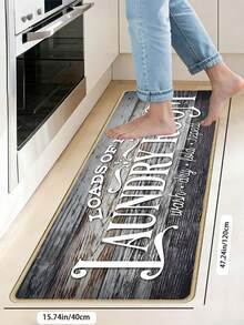 1pc Retro English Logo Design Pattern Kitchen Mat, Made Of 0.6mm Crystal Velvet Material, Suitable For Corridors, Bathrooms, Living Rooms, Outdoor Door Mats, And Toilets. Available Year-Round And Appropriate For Various Festivals. - Multicolor - View 15