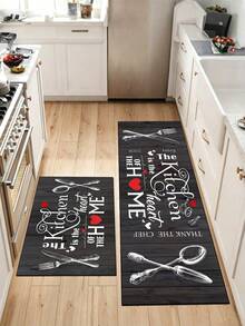 SANJIANGDI 1pc American Retro Wood Grain Pattern Kitchen Mat, 0.6mm Crystal Velvet Soft And Machine Washable.Suitable For Kitchen,Corridors, Bathrooms, Living Rooms, Outdoor Door Mats, And Toilets. Useable Throughout The Year And For Various Holidays. - Multicolor - View 7
