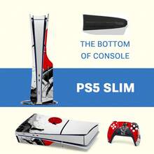 Samurai Oriental Art Vinyl Sticker Set Compatible With PS5 Slim, Full Set Includes Console Sticker + 2 Controller Stickers, Premium PVC Material, Scratch-Resistant And Wear-Resistant, Removable Without Residue Game Console Decorative Film - View 8