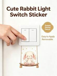 1pc Cartoon Wiggling Rabbit Light Switch Sticker, Children's Room Decor Sticker, Kindergarten Wall Decoration, Kids Bedroom Sticker, Self-Adhesive Removable Sticker, Girls Room/Nursery/Playroom Decor/Housewarming Gift - Multicolor - View 1