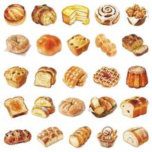 32pcs INS Style Baking Bread PET Transparent Decorative Stickers, Food Dessert Creative Patterns, High Definition Printing Clear & Transparent, Waterproof Wear-Resistant Delicate Texture, Gentle Healing Art Style. Suitable For DIY Planner Collage, Scrapbook Creation, Decorating Storage Boxes, Water Bottles, Tablets, Suitcases, Scrapbook Materials, Back To School Artistic Handmade Items. - Multicolor - View 4
