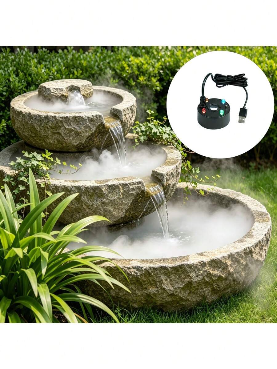 Home Use Mist Maker With Color Light, Water Landscape Decoration, Witch Cauldron Fog Machine, Living Room Fish Tank Mist Maker, Indoor Desktop Fountain Mist Machine, Halloween Gift