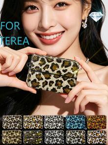 BLBLBL 1PC Multicolor Leopard Print Super Cute Luxury Shiny Electronic Cigarette Case FOR TEREA, Handmade With Grade A Rhinestones, Extremely Sparkling Under Glamorous Lights Or Sunlight, Suitable For Beauty Lovers' Daily Use - Diamond Version - View 2