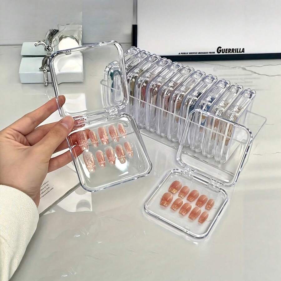 1/5 PC Creative Nail Art Storage Box, Transparent Acrylic Dustproof Nail Art Display Box, Suitable For Storing Jewelry, Bracelets, Cards, Nail Technician Supplies, Cosmetics, Travel Essential,And Dorm Room Essential For The Start Of The School Season